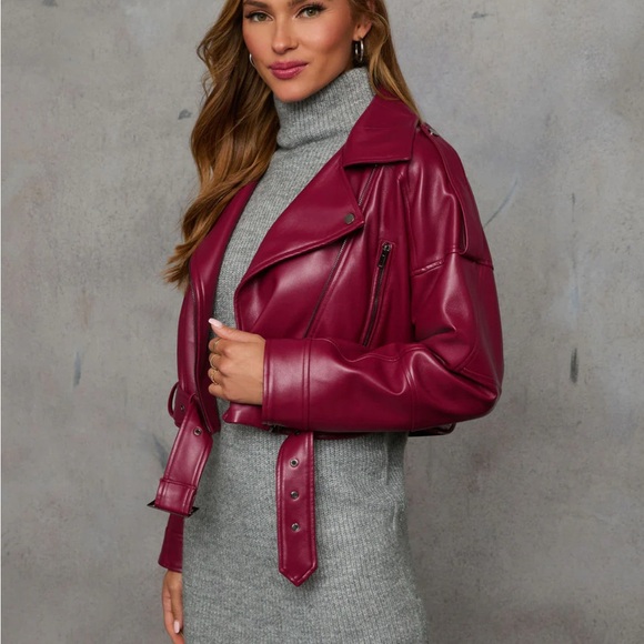 NWT/Vici Collection: Cropped Moto Faux- Leather Jacket (size Medium) - Picture 3 of 8